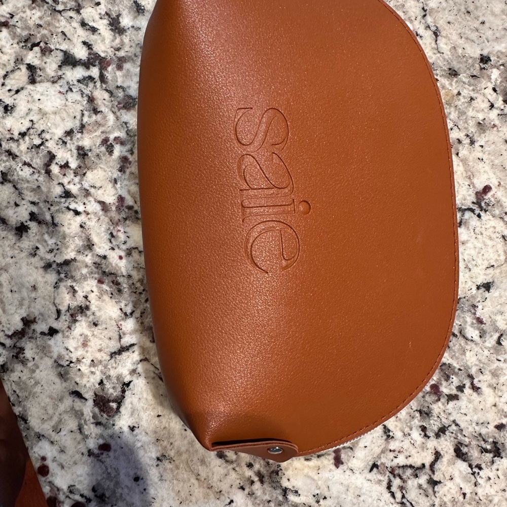 Saie Brown Leather cosmetic pouch
